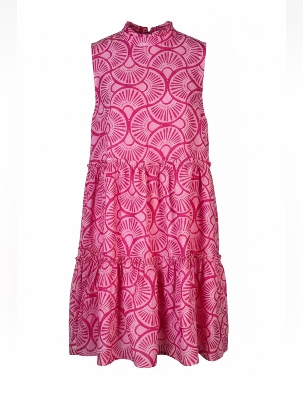 NWT J. Marie The Lucy Tiered Pink Dress Size XS Ruffled Collar Sun Dress Preppy